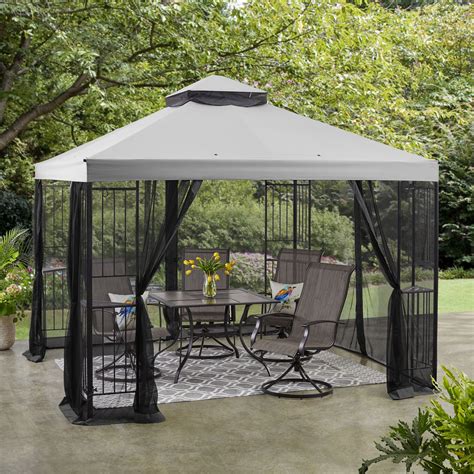 Canopy for 10x10 gazebo - Options from $59.99 – $125.99. Zimtown 10'X10' Party Canopy Wedding Tent Waterfroof Garden Gazebo Canopy 4 Sidewalls. 159. Free shipping, arrives in 3+ days. $ 39999. +$49.99 shipping. SYNGAR 10' x 10' Outdoor Retractable Pergola, Patio Gazebo with Sun Shade Canopy, Metal Grill Pergola for Beach, Party, BBQ, Yard, Gray, D8088.